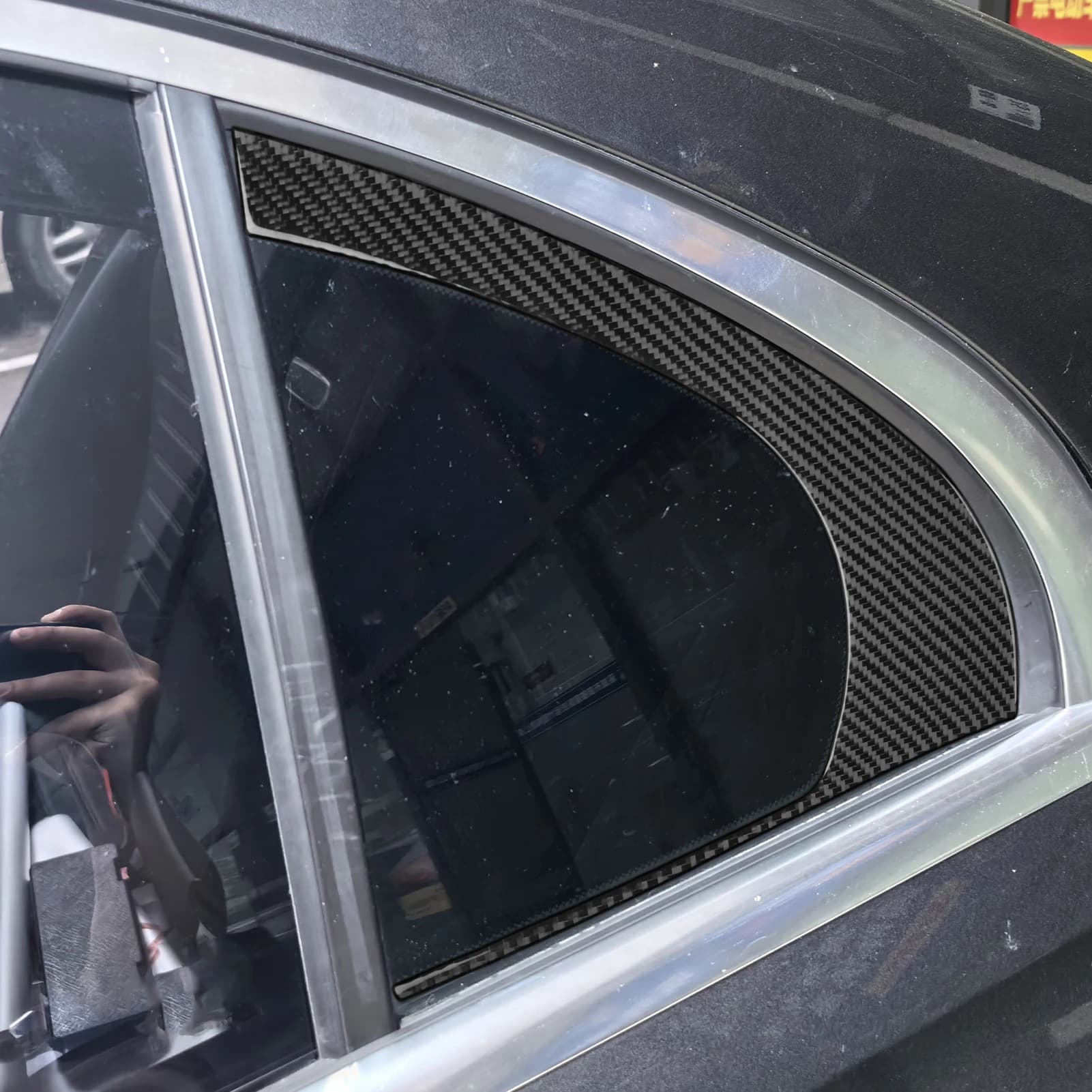 Per Mercedes-Benz Classe C GLC W206 2022-2024 In Fibra di Carbonio Porta Posteriore Esterna Triangolo Finestra Trim Copertura Accessori Auto adesivo