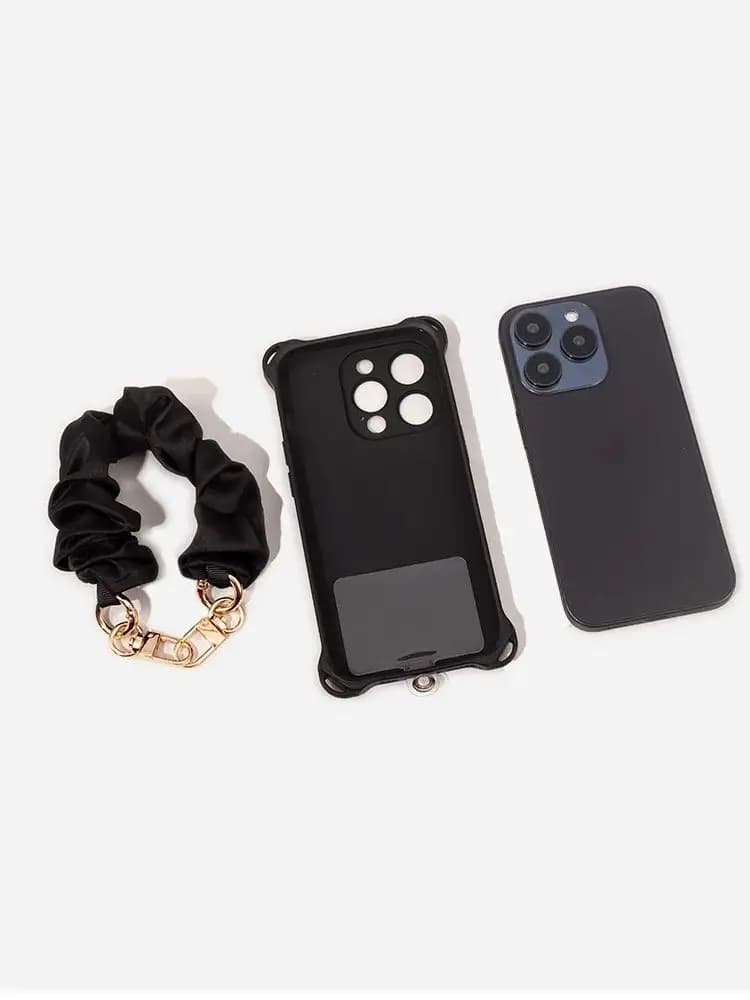 INS Cordino per cellulare Catena da polso Sciarpa di lusso elastica Catena sospesa Cordino corto anti-smarrimento per iPhone Samsung universale