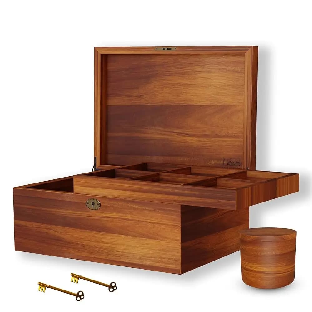 Scatola in legno di acacia con spedizione gratuita, contenitore per ricordi con coperchio incernierato e chiavi di chiusura, decorativa, per conservare i ricordi, personalizzabile
