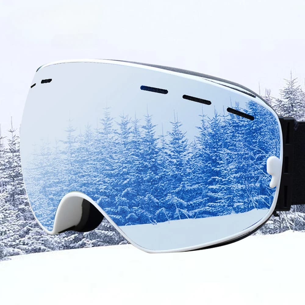 Occhiali da sci invernali da snowboard per adulti Maschera antivento antiappannamento a doppia lente Occhiali da sci con montatura grande placcati colorati