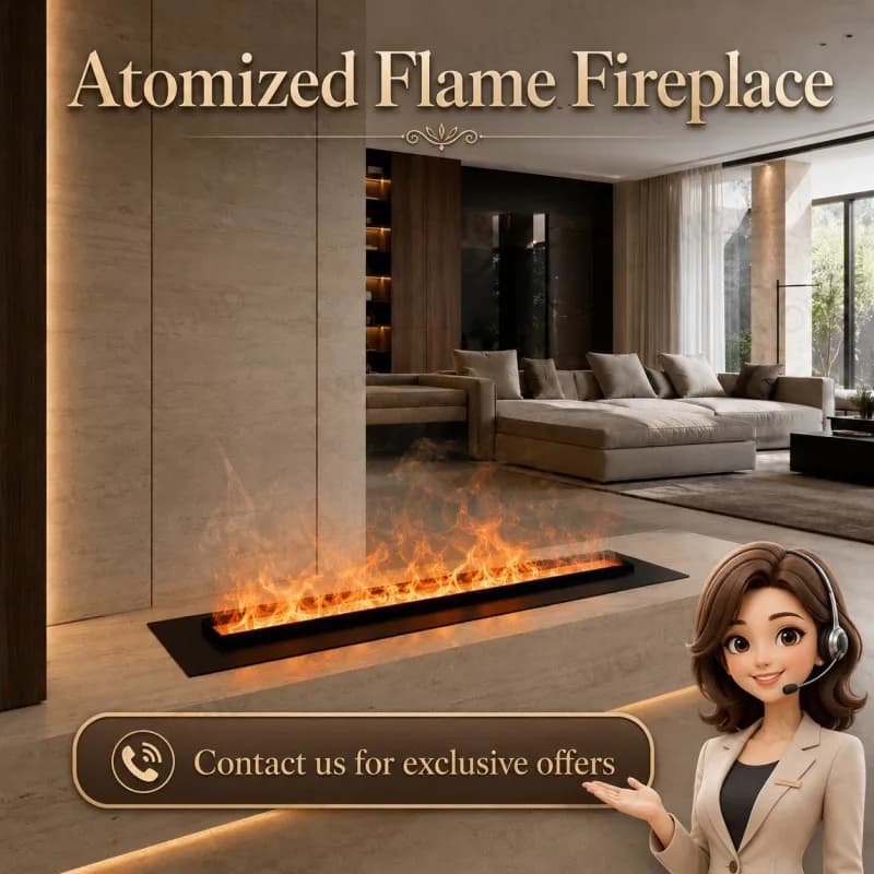 WOFAID Smart Water Vapor Electric Fireplace 3D Mist Flame APP Control Child Lock 6L Tank Crackling Sound for Living Room Home