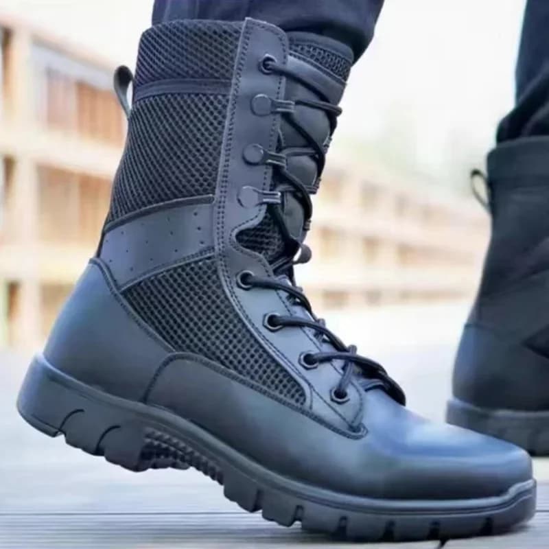 Stivali tattici estivi Stivale in rete traspirante Scarpa morbida impermeabile Stivale da combattimento resistente all'usura Stivale da trekking per esterni antiscivolo