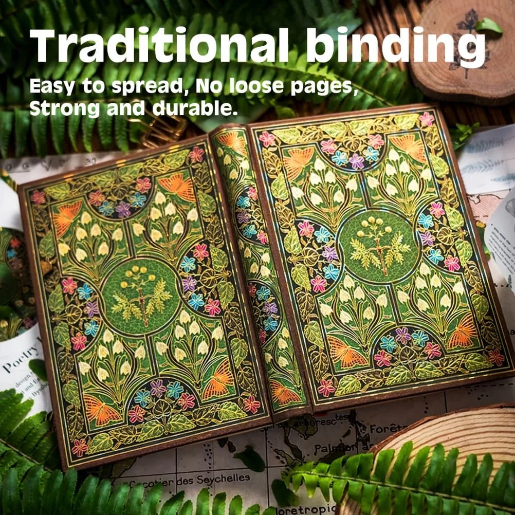 Agenda vintage con copertina rigida, 256 pagine, con lamina laser placcata in oro, pagine colorate, regalo ideale per il ritorno a scuola