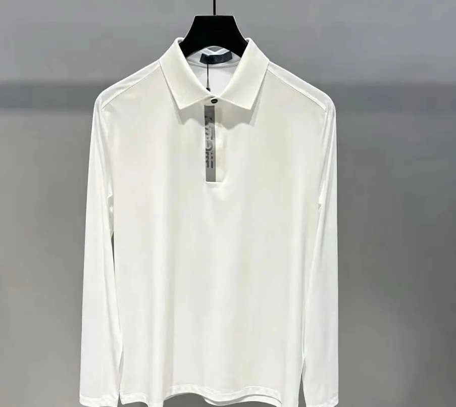 Polo da Golf da Uomo 2026 a Maniche Lunghe con Mezza Zip, Stampa Lettere, Asciugatura Rapida, Traspirante, Top Sportivo Base Layer, Abbigliamento Atletico Estivo