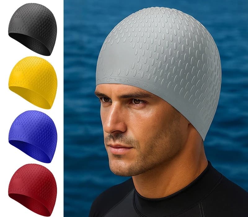 2-piece silicone swim cap with ear protection Waterproof and non-blockable swimming head large size with high aesthetic value