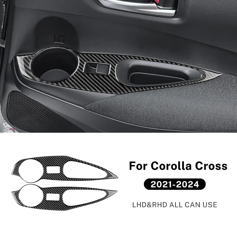 Real Soft Carbon Fiber Sticker For Toyota Corolla 2021 2022 2023 2024 LHD RHD Car Window Lift Button Panel Interior Trim