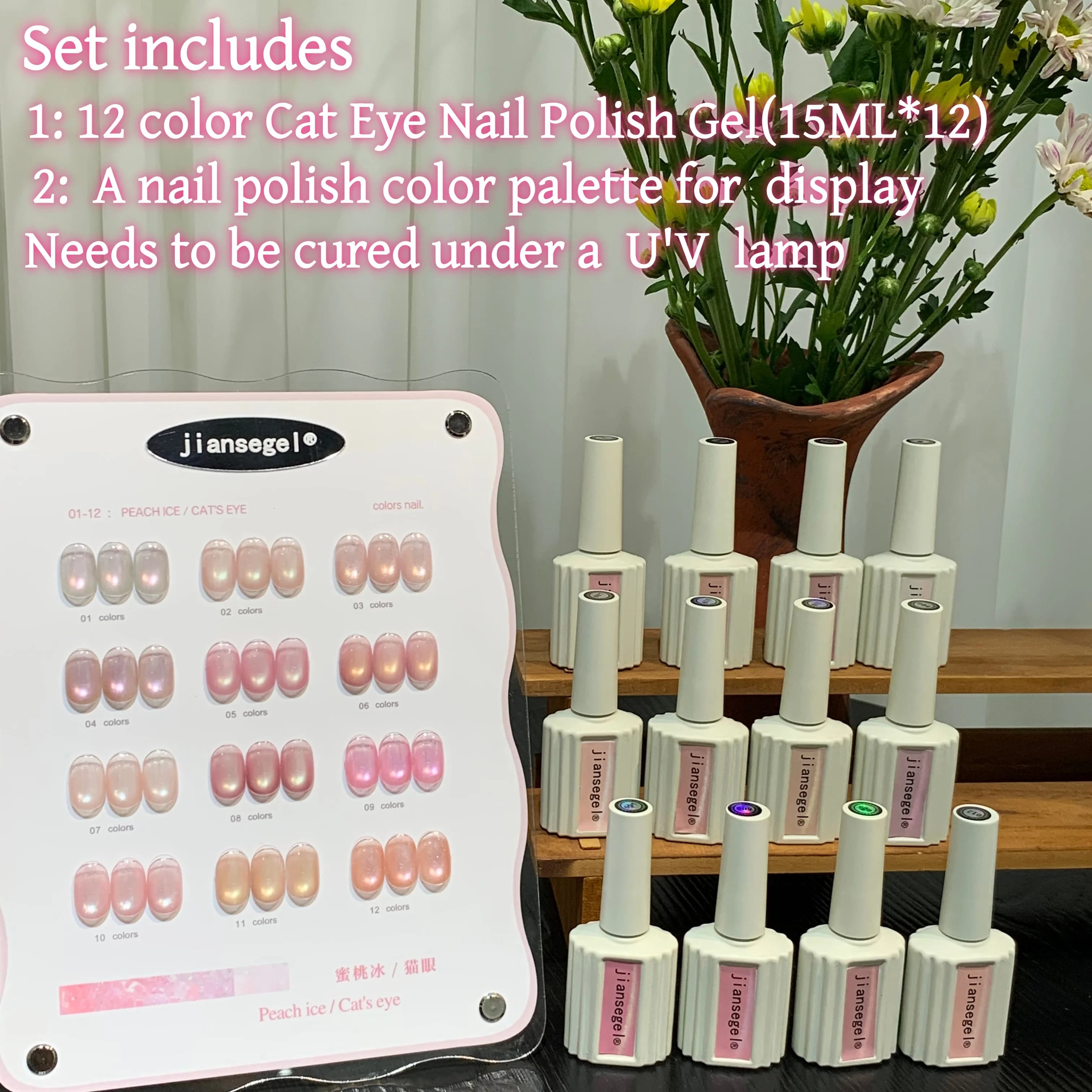 Set di Smalti Gel per Unghie in 12 Colori Pesca per Salone, Edizione Limitata Estiva, Contrasto Fresco e Delicato all'Albicocca, Include Cartella Colori