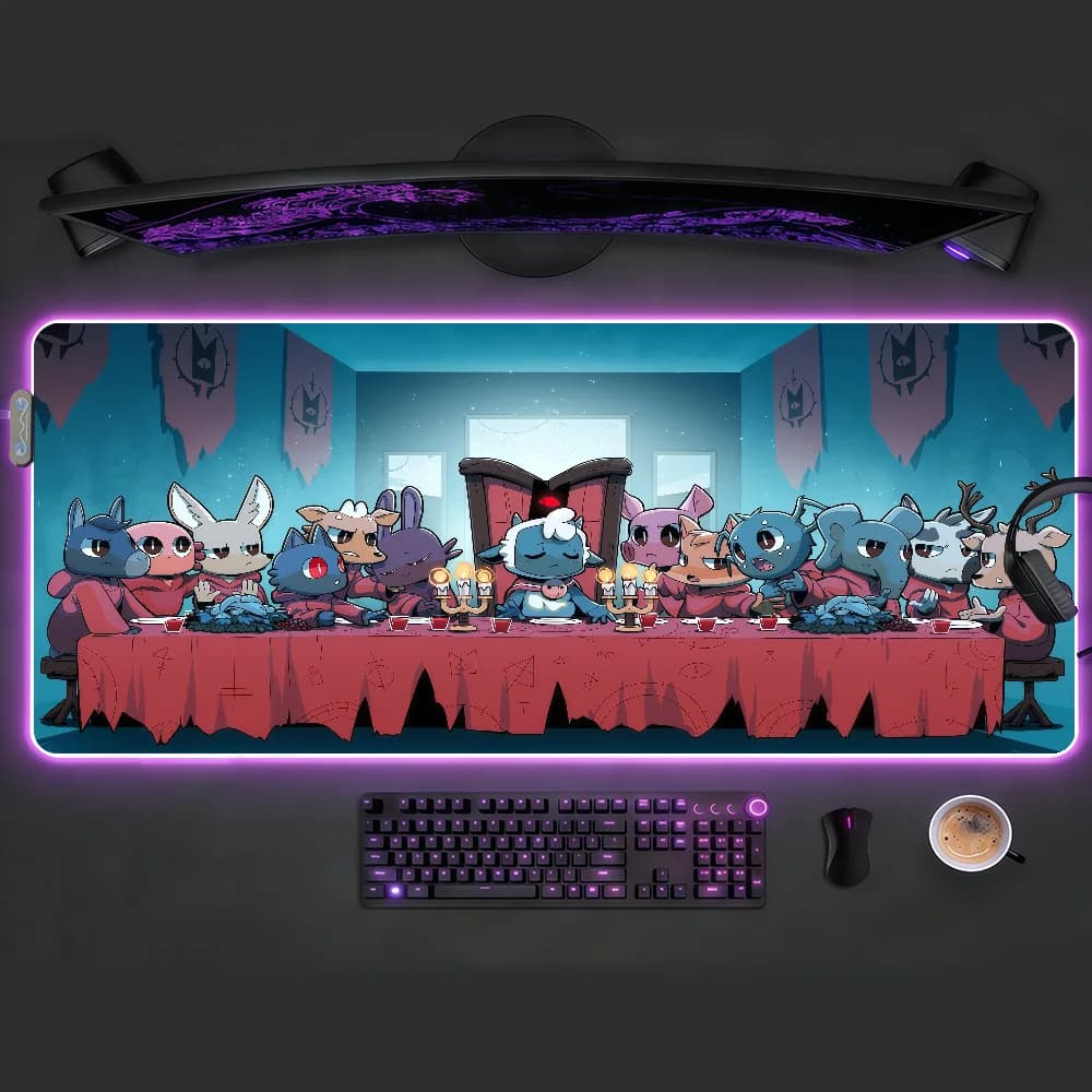 Tappetino per mouse C-Cult Of The L-LambES, tappetino da scrivania antiscivolo con LED RGB, accessori da gioco in gomma, tappetino grande XXL per tastiera da ufficio e computer