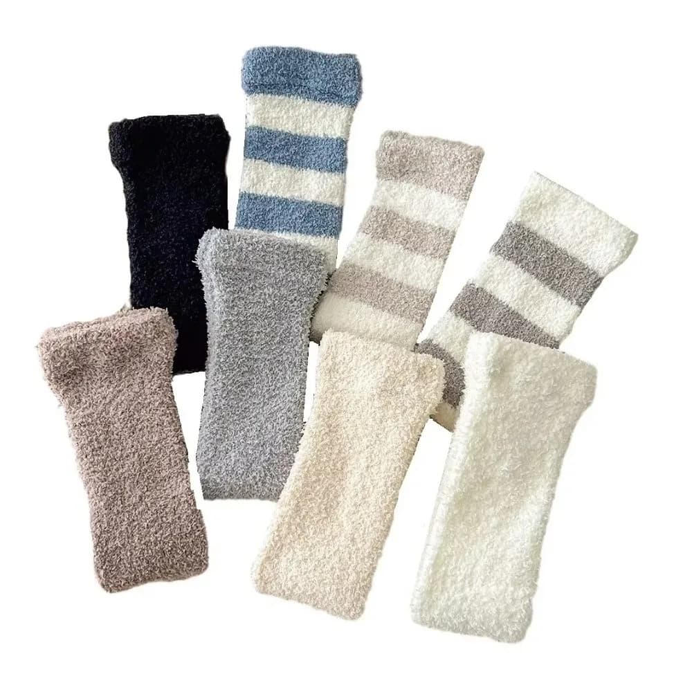 New Coral Fleece Long Tube Socks Leg Protection Windproof Coldproof Leg Cover Elastic Thickened Leg Pads Unisex