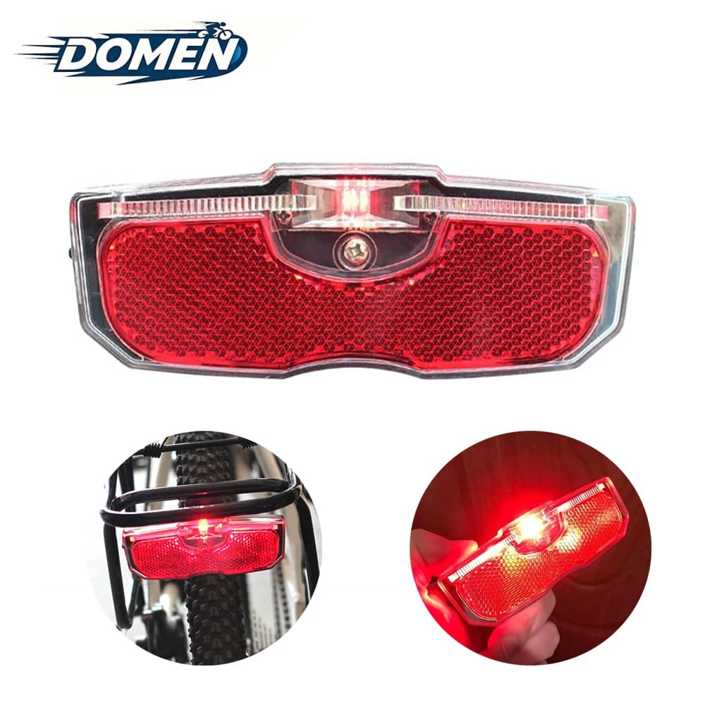 DOMEN Rear Reflector for Bike Backlight MTB Bicycle Wallet Battery Powered Back Seat Rear Seat Reflective Safety Backlight Bicycle Accessories