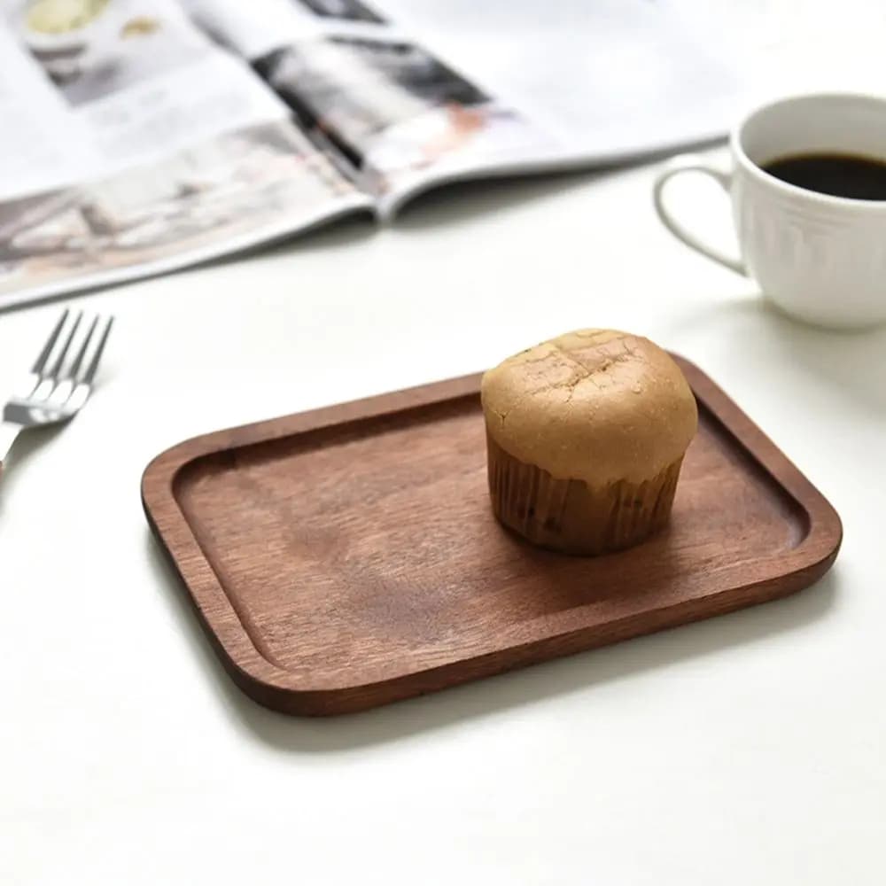 Vassoio in Legno Massiccio Stile Giapponese, Piatto per Frutta Secca, Stoviglie per Casa, Piatto per Snack, Vassoio di Servizio in Legno