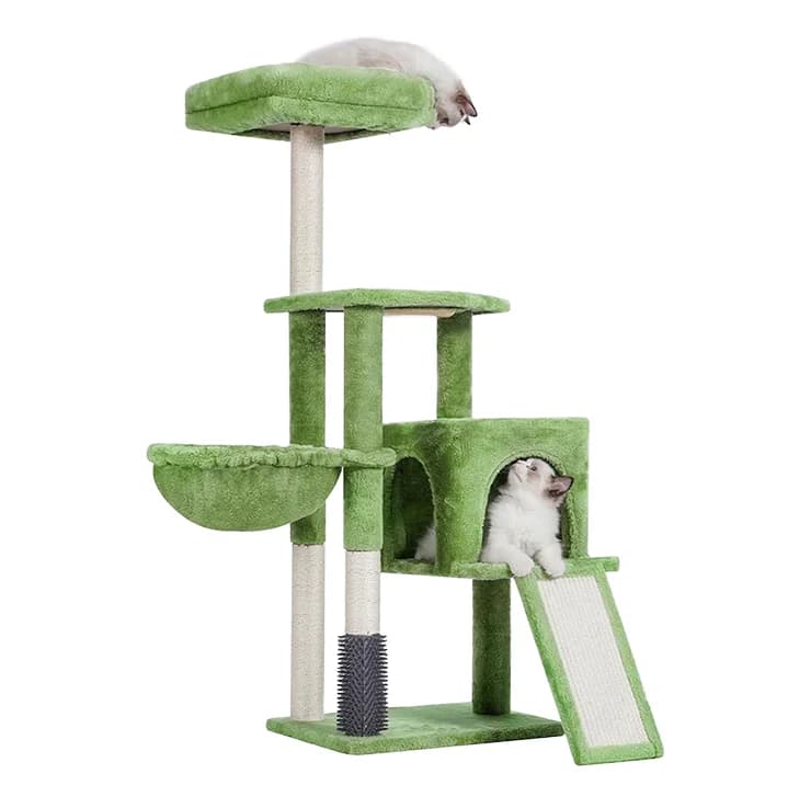 Hyra Albero per Gatti con Cuccia Doppia, Tiragraffi in Sisal, Postazione Morbida e Tappetino Tiragraffi - Prodotto Completo per Gatti