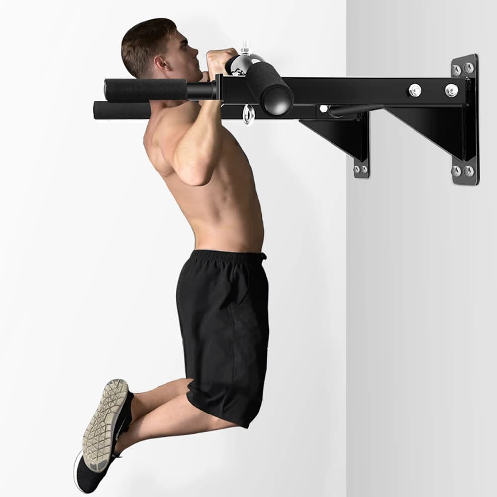 Black Steel Adjustable Traction Bar for Door, Domestic Fitness Equipment 95x95x30cm