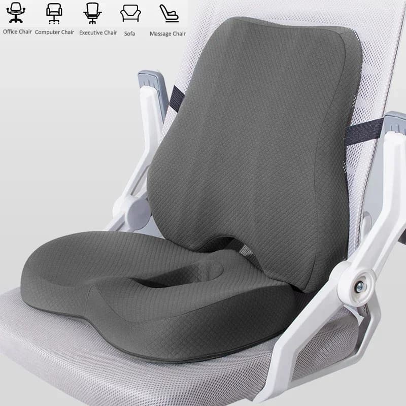 Set di Cuscini in Memory Foam per Seduta e Supporto Lombare, Ortopedico ed Ergonomico, per Sollievo del Coccige e delle Natiche, per Sedia da Ufficio e Auto