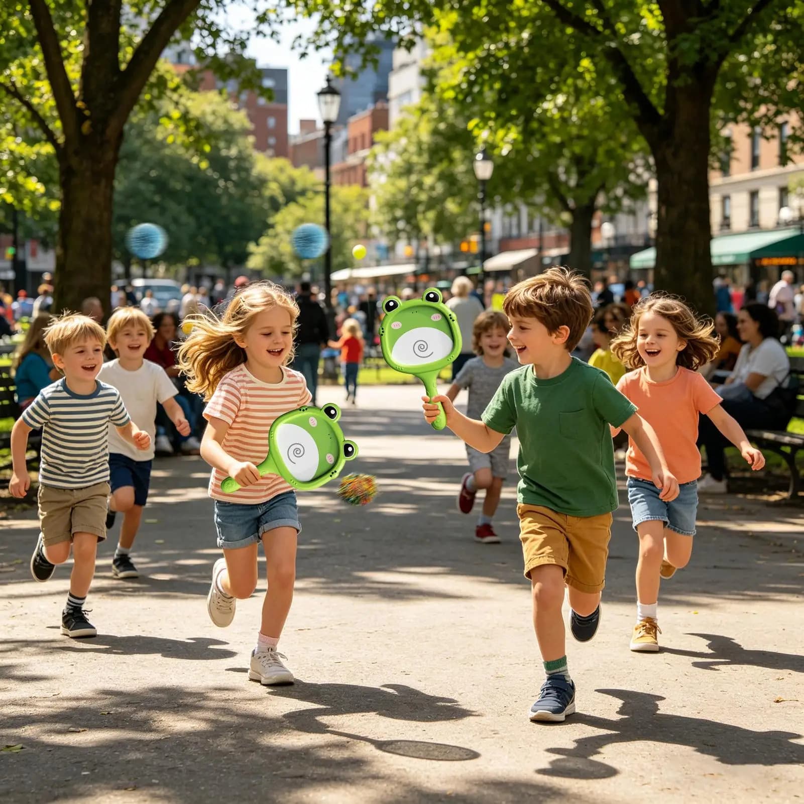 Racchetta da tennis per bambini a forma di rana, giocattolo sportivo, racchette da tennis per interni ed esterni, spiaggia, parco giochi, giardino, cortile, ragazzi, ragazze