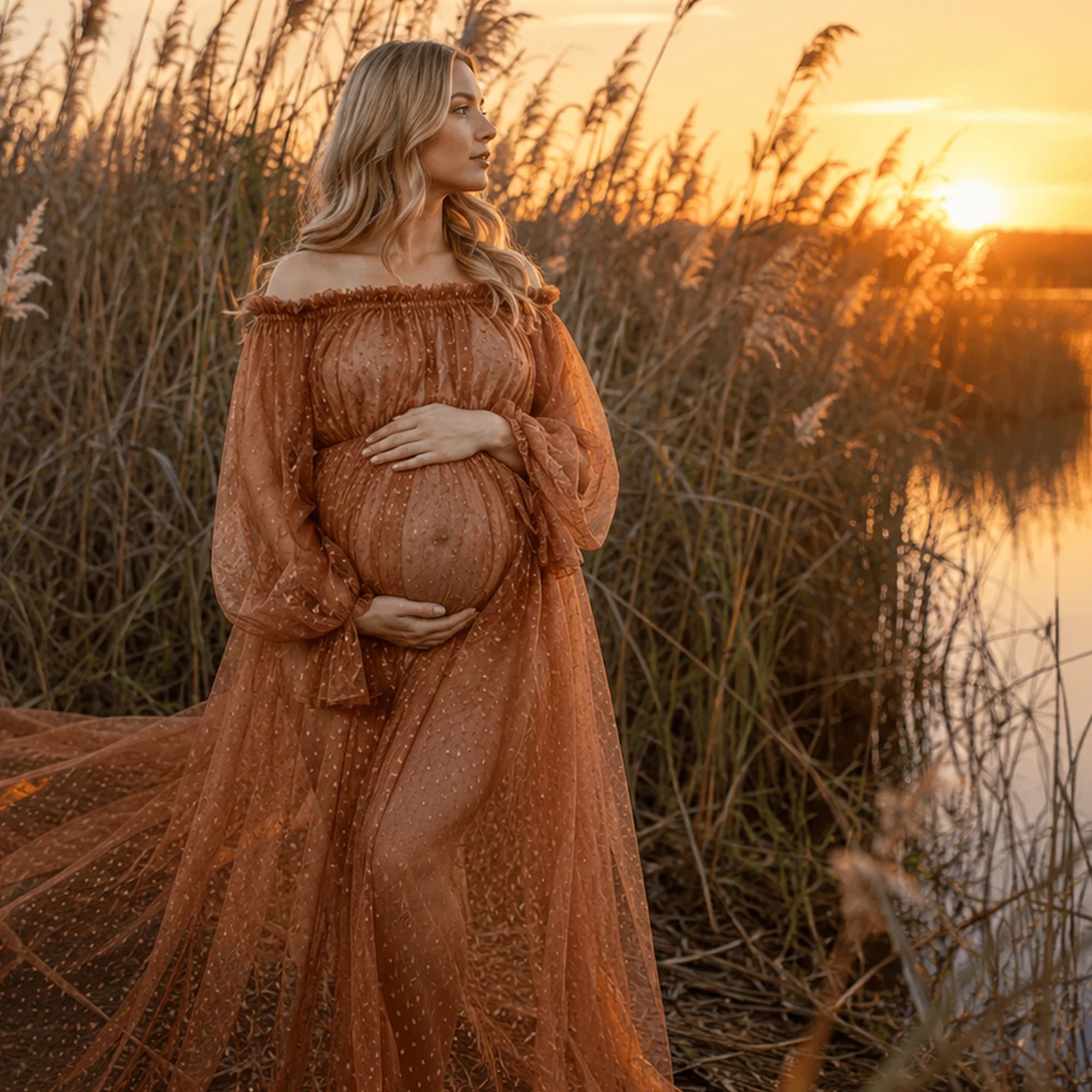 Don&Judy Elegant Tulle Bridal Wedding Gown Shoulderless See Through Bathrobe Party Evening Maxi Maternity Women Photoshoot Dress