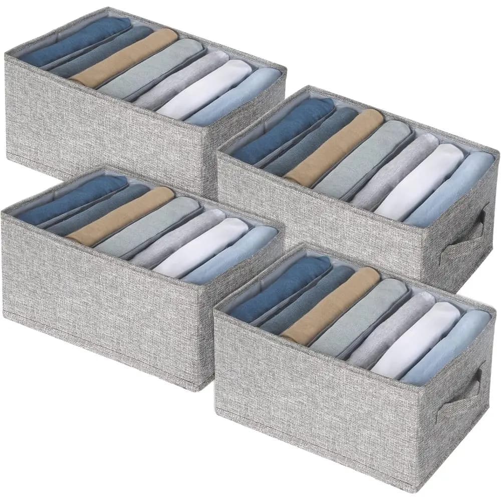 Organizer per guardaroba in 4 pezzi con scomparti a 7 griglie per riporre abiti: contenitori lavabili per jeans, magliette, pantaloni e leggings