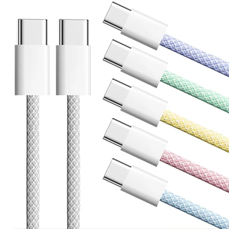 Cavo PD 60W da USB C a USB tipo C Cavo di ricarica rapida da tipo C a tipo C Cavo per tessitura Linea dati per iPhone Serie 15 Samsung Xiaomi