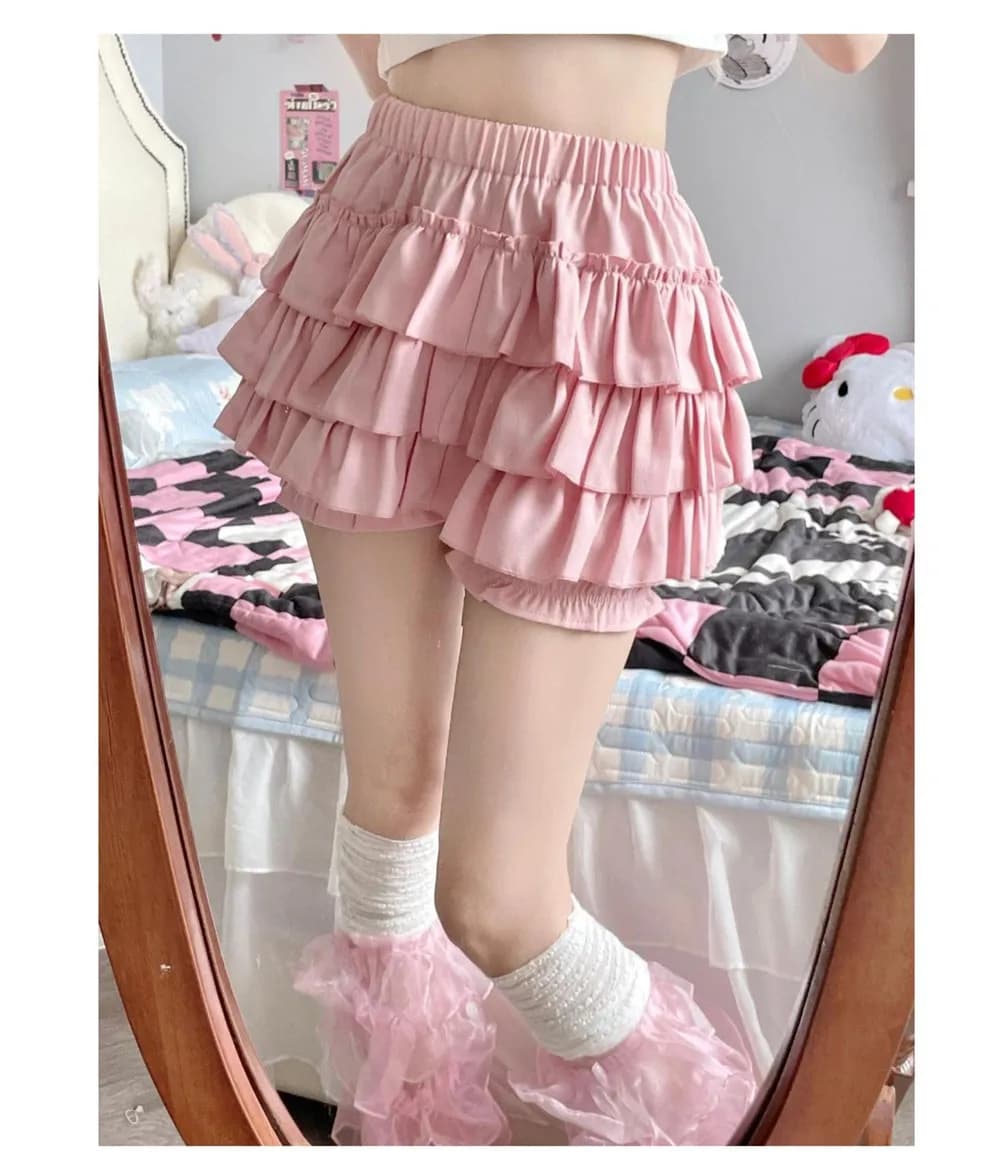 Y2K nuove donne di modo Kawaii pizzo A Line gonne Harajuku giapponese A vita alta rosa bianco abito da ballo gonna dolce volant minigonna