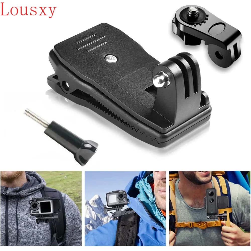 Clip per Action Camera per GoPro Hero 12 11 10 9 8 7 supporto per morsetto per zaino surf rotante a 360 gradi per Session SJCAM SJ4000 Garmin