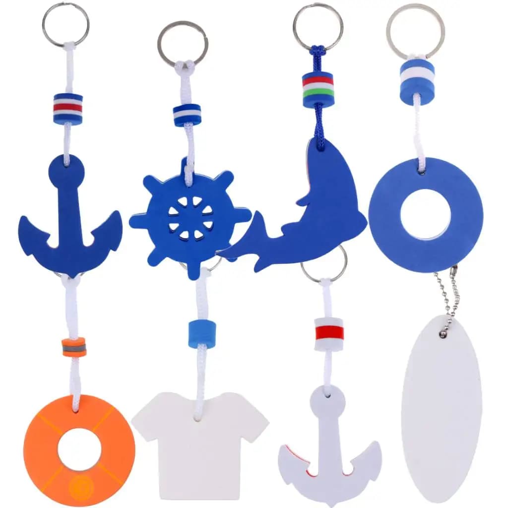 Boating Sea Fishing Water Floating Keychain Key Ring- Anchor Shape Blue Water Sports Rowing Inflatable Boats Yacht Accessories