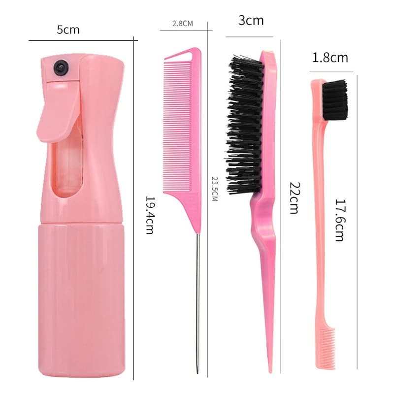 Set of 4 Hair Brushes, Coda Appuntita Comb, Topo Coda Comb, Hair Needle, High Pressure Spray Flacon, Tools and Supplies for Salon
