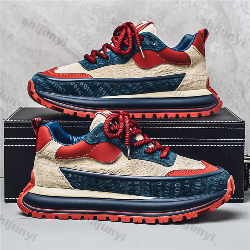 Scarpe da ginnastica con plateau da uomo 2025 Moda autunnale Scarpe da corsa antiscivolo con legatura incrociata Scarpe casual comode per aumentare l'altezza all'aperto