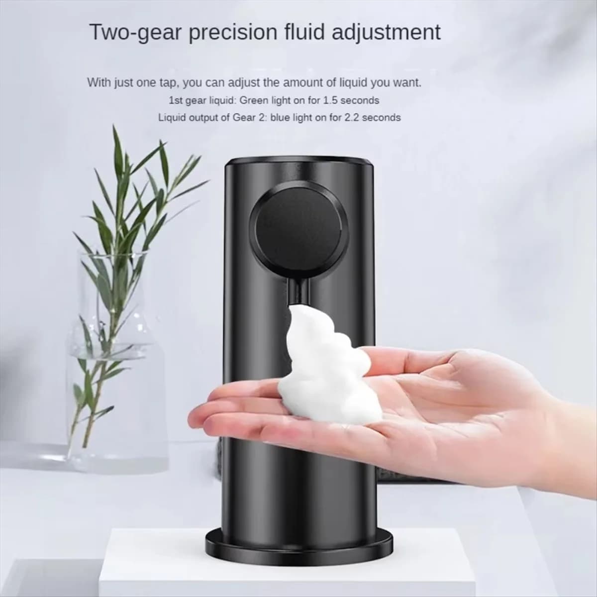 A56XA Dispenser di sapone per rubinetto per lavandino da appoggio Dispenser automatico di sapone a induzione a infrarossi Dispenser per bagno Liquido grigio