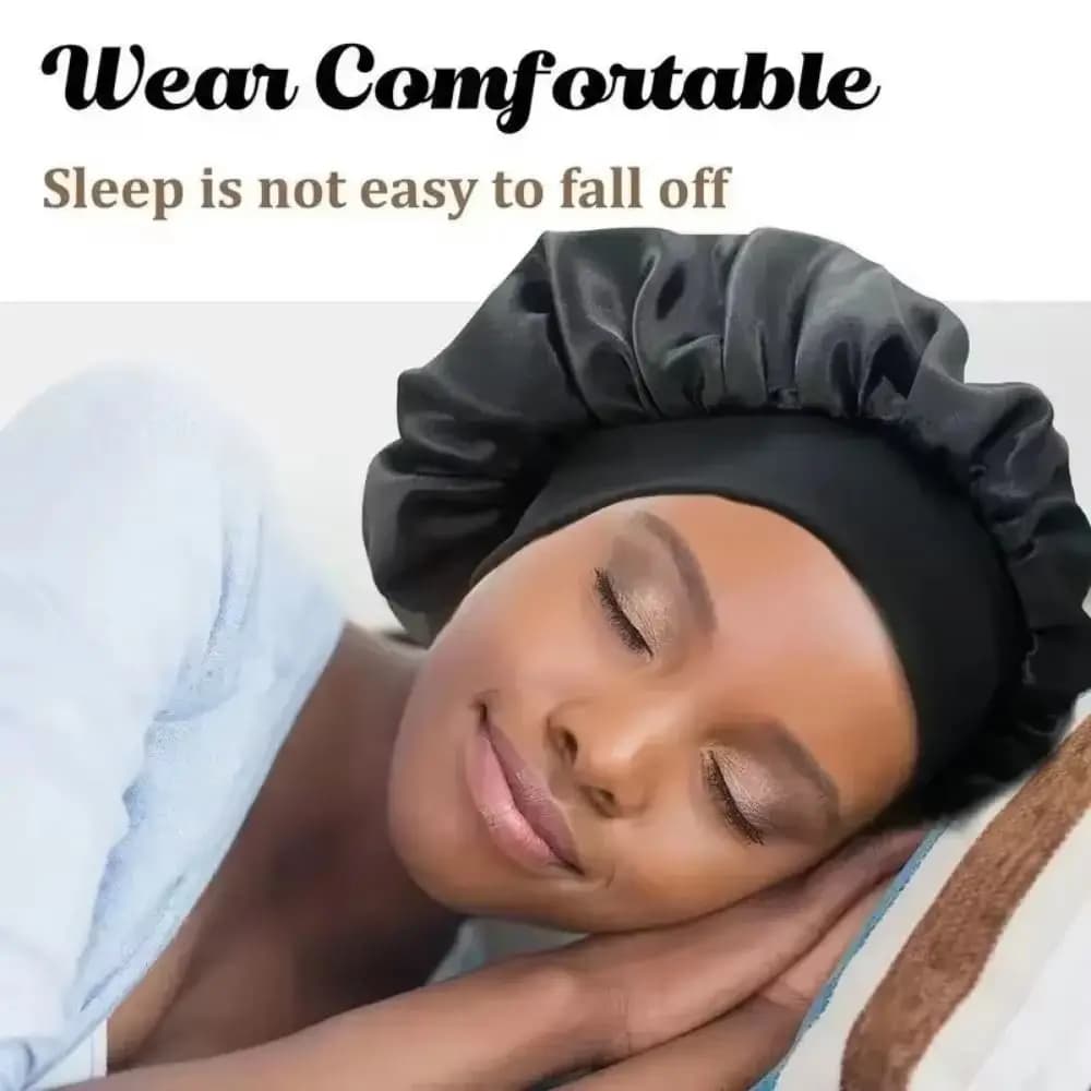 Fashion Silk Women's Bonnet Elastic Band Cap Satin Hat Nightcap Hair Care