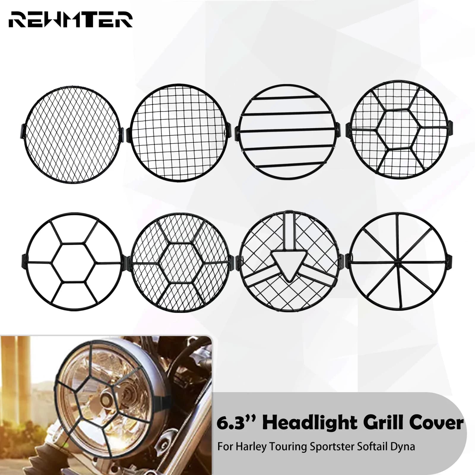 Universale Del Motociclo 6.3 '' Montaggio Laterale Faro Rotondo Griglia di Copertura Nero Vintage LED Maschera Per Harley Cafe Racer Touring Sportster