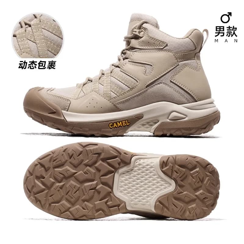 Scarpe da Trekking all'aperto cammello dorato stivali da arrampicata alti impermeabili scarpe da Trekking antiscivolo resistenti all'usura per uomo 2023 inverno
