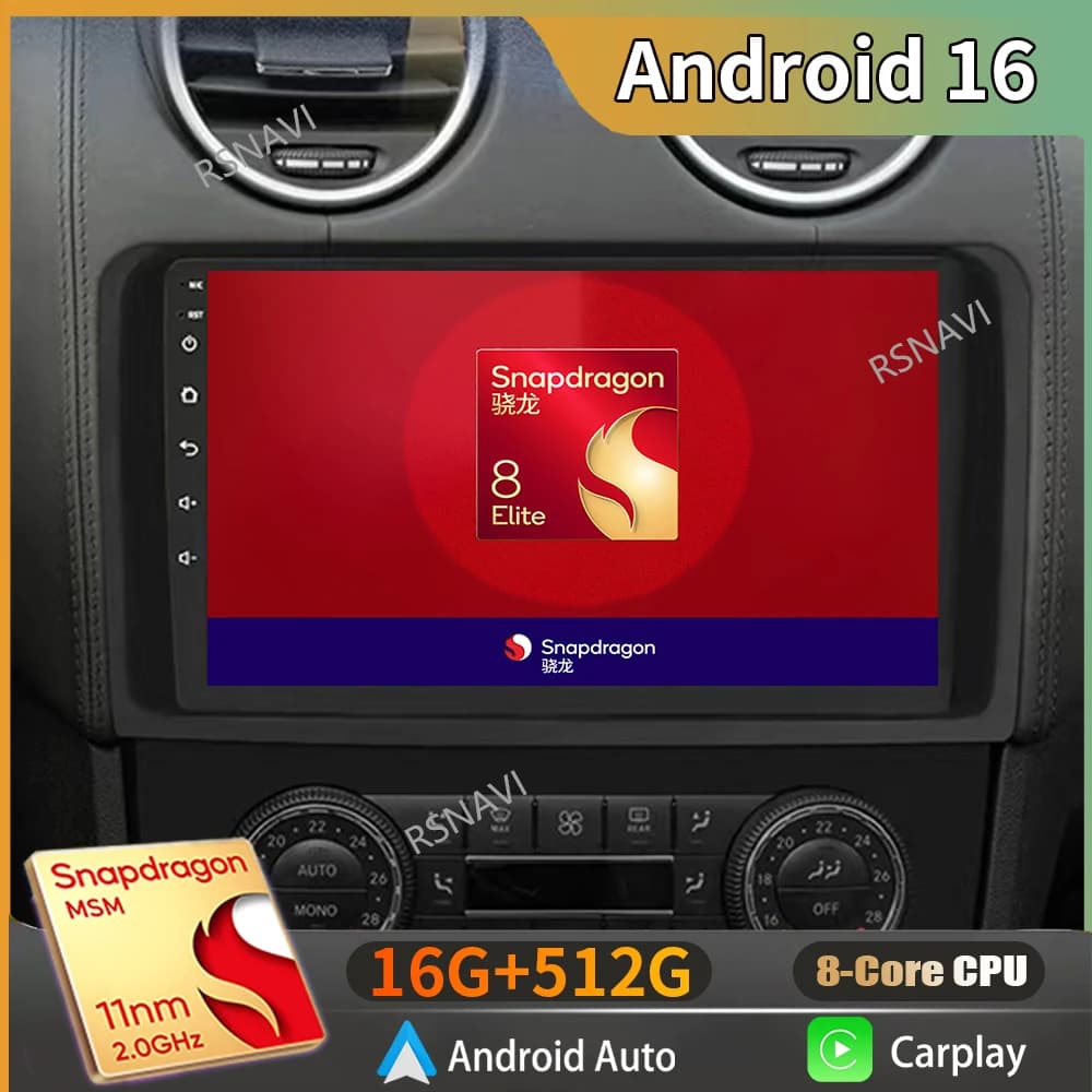 Android 16 2K QLED For Benz GL ML W164 ML350 ML500 X164 2005-2012 Android Car Radio Multimedia Video Player GPS Stereo CarPlay