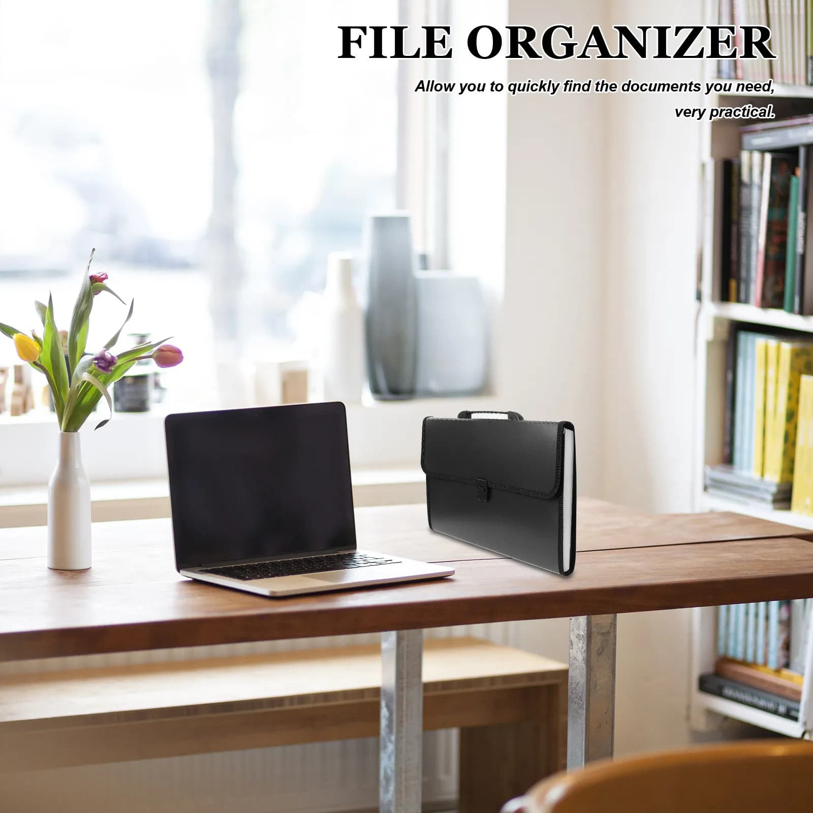 Cartella Portadocumenti Espandibile Premium in ABS, Organizzatore Portatile per Documenti, per Ufficio, Scuola, Casa, Viaggio, Grande Capacità