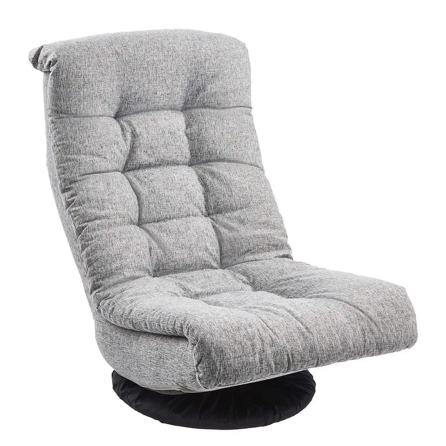 Poltrona lounge girevole in schiuma con poggiatesta, compatibile con il pavimento, regolabile, per gaming, 26,3 D x 23,5 L x 13,7 H pollici, grigio, TURBOLOADINGTEXT