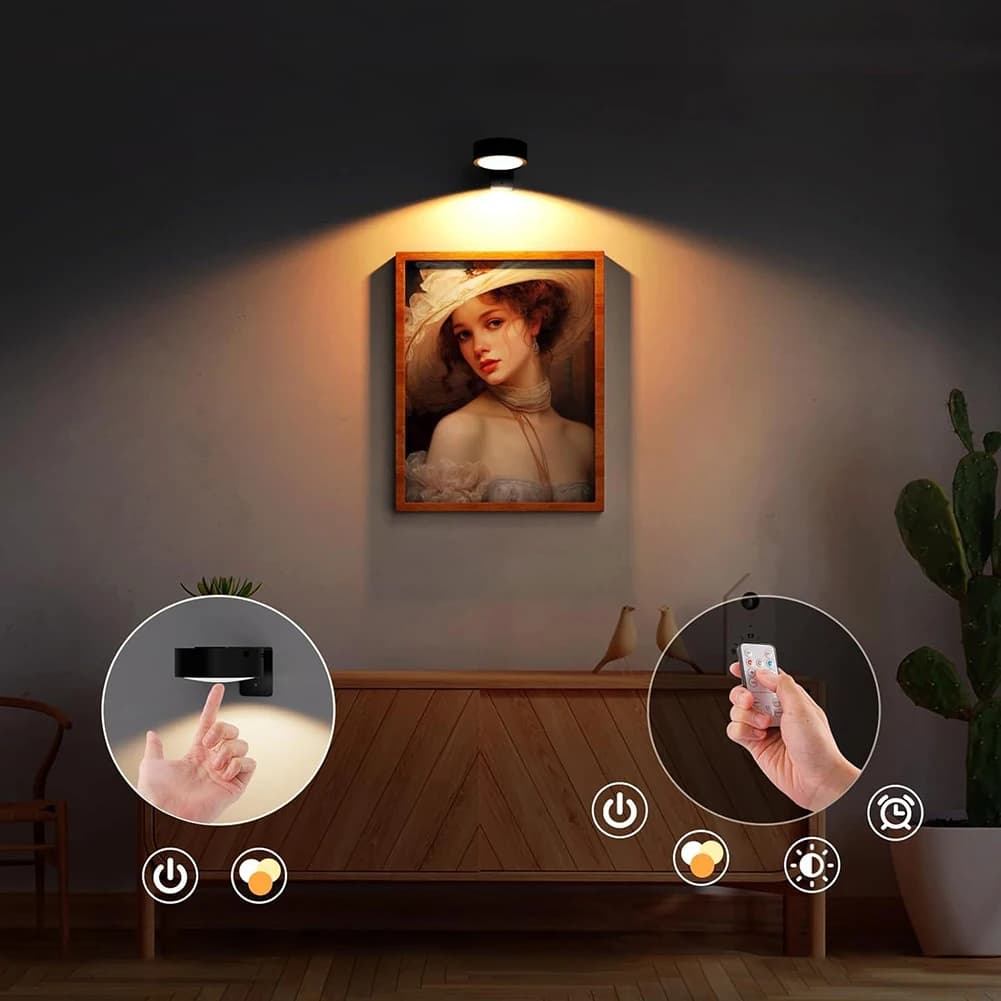 2/3 Pcs Picture Lights for Wall Rechargeable Wall Art Light with Remote and Timer 3 Lighting Modes for Art Display Picture Frame
