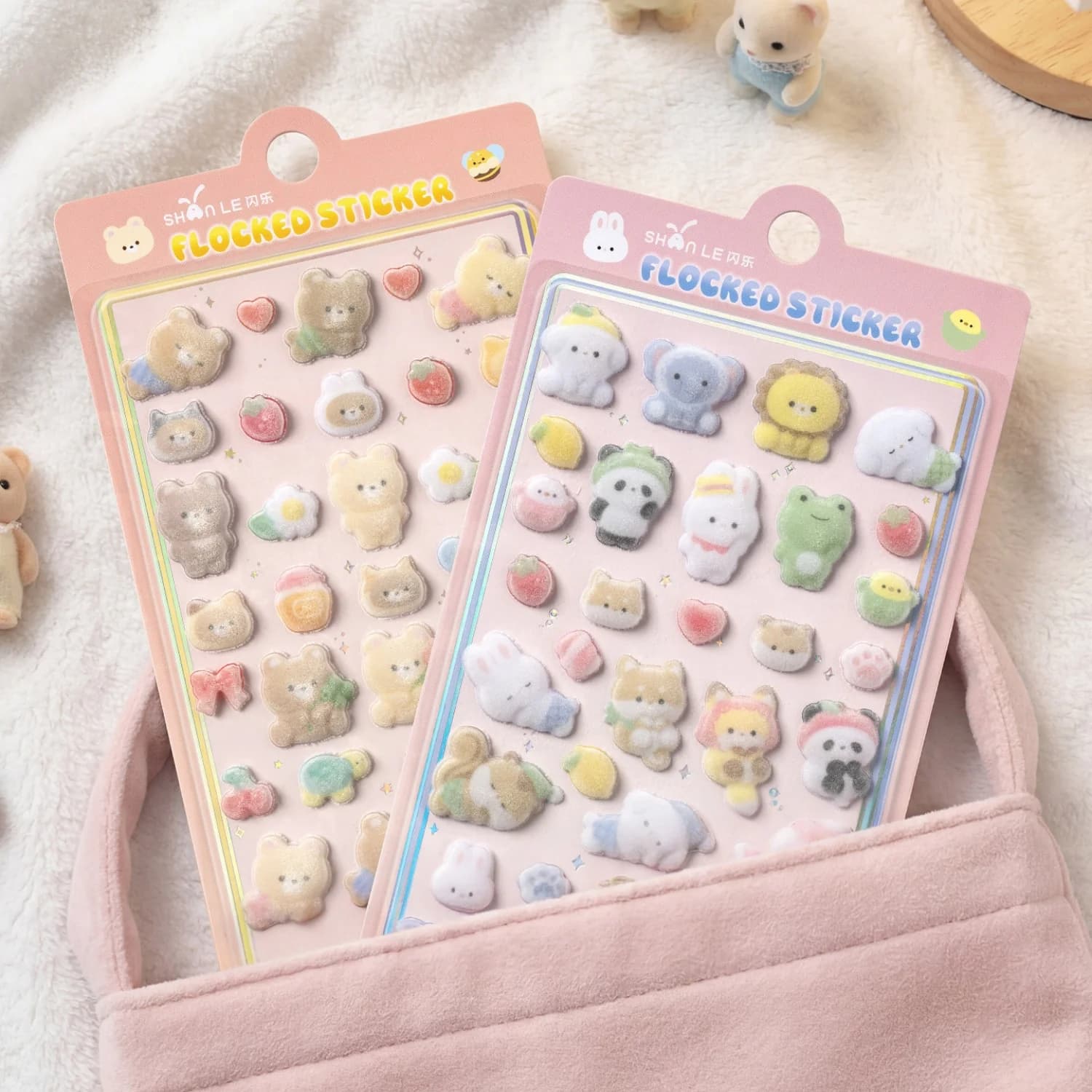 Adesivi 3D in Rilievo con Animali Cartoon Kawaii, Orso e Gatto, per Diari, Decorazioni Fai-da-Te, Cancelleria Carina, Materiale Scolastico