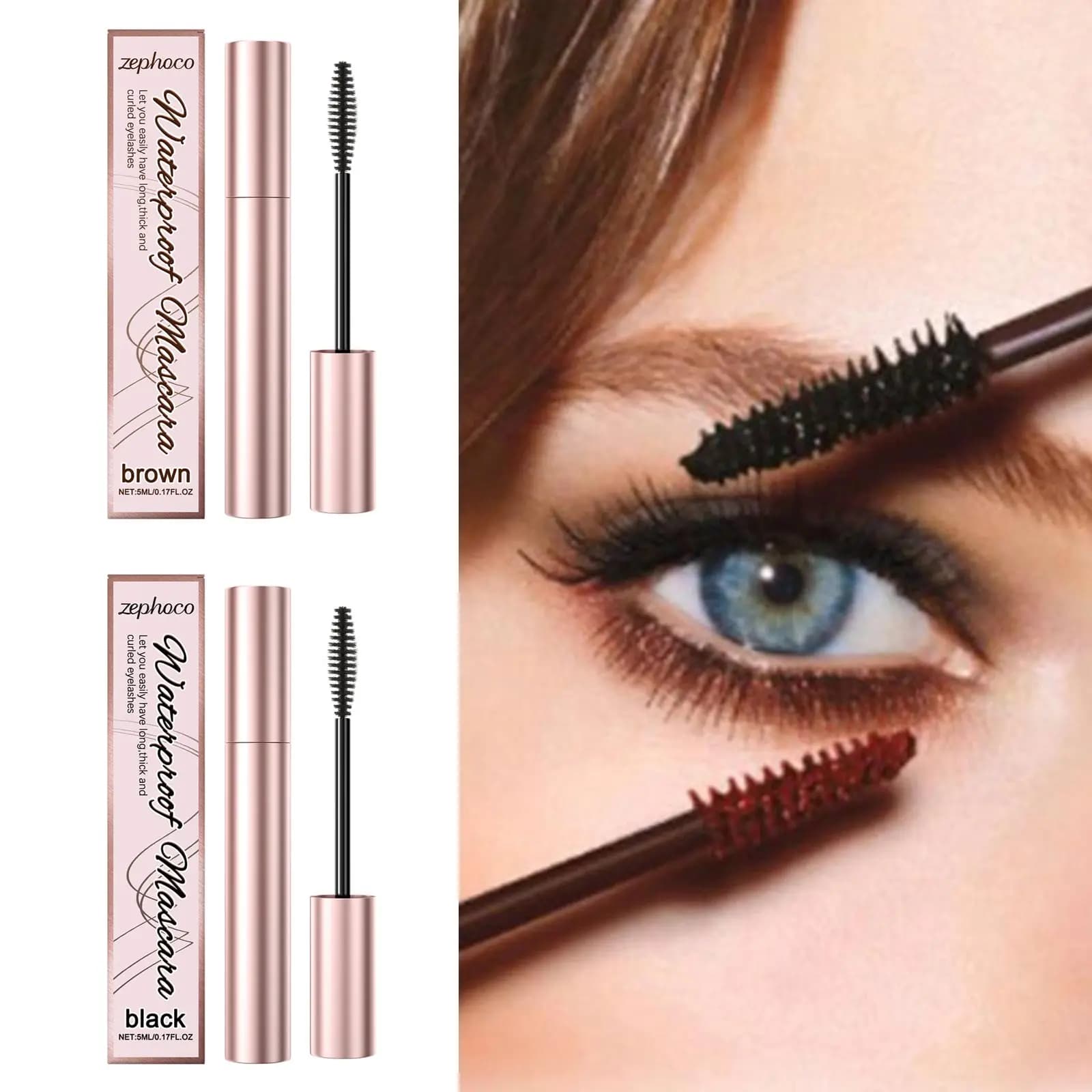 Black Ribbed Mascara Sweat resistant Raincoat Long life Without drooping Natural makeup for big eyes Brown eyelashes Cosmetic instruments 5ml