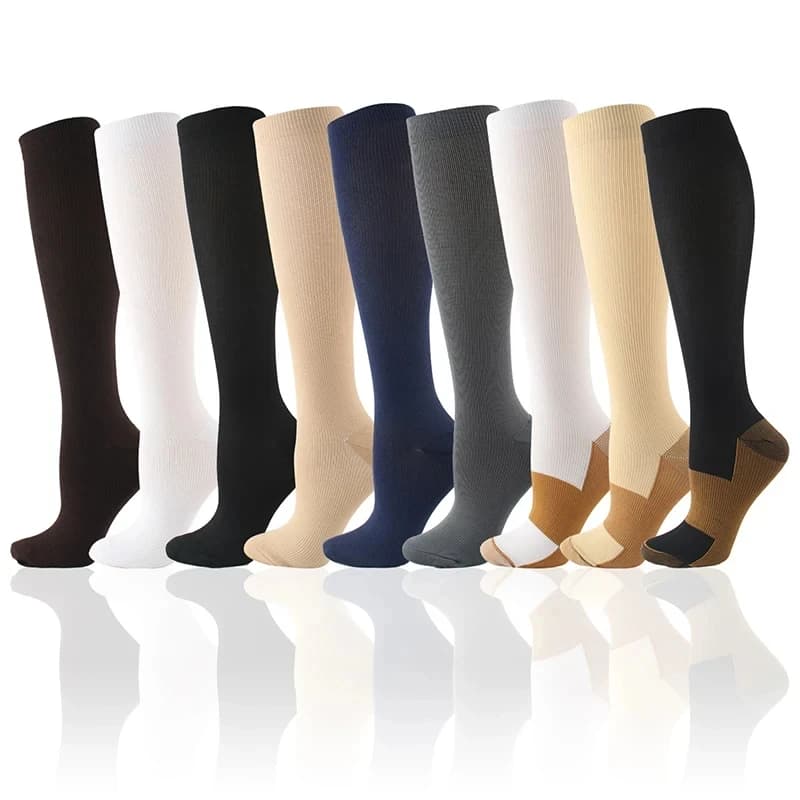 Compression socks Solid color medical socks Varicose veins Blood circulation Elastic knee socks Trekking socks for outdoor marathon