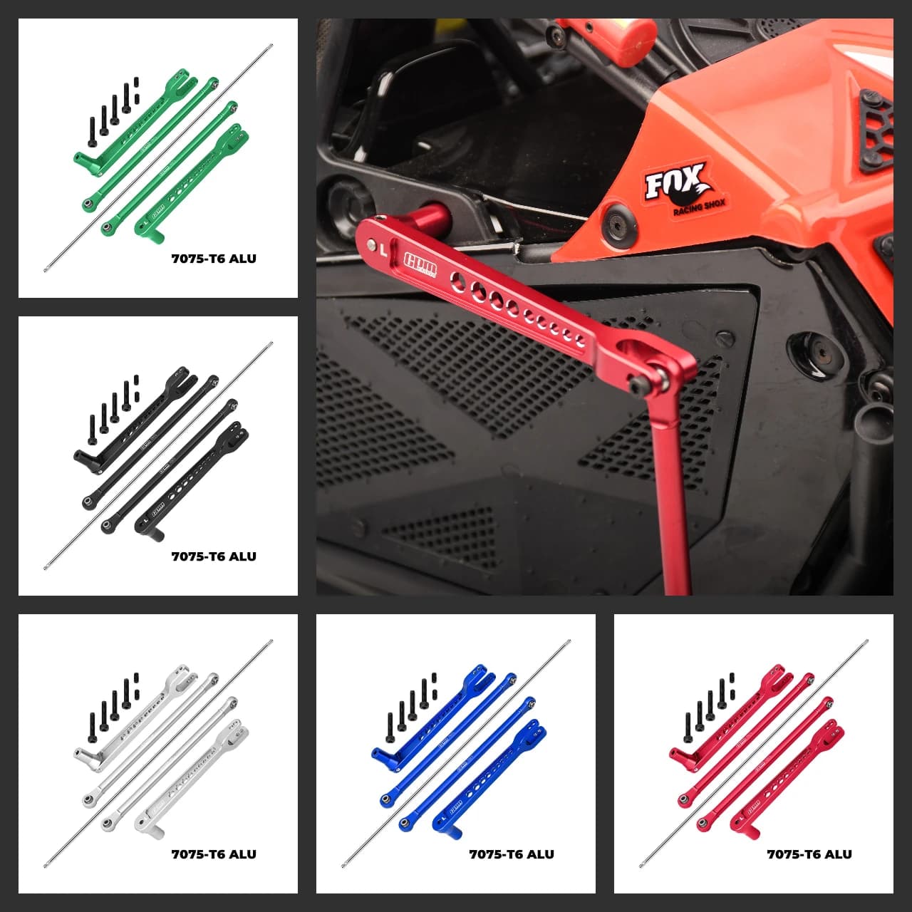 GPM 7075 Alu Asta antiroscillazione posteriore e barra stabilizzatrice per LOSI 1/6 8IGHT-X Lasernut