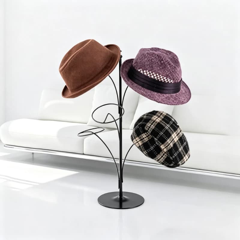 Standing Clothes Racks Metal Floor Hat Hanger Modern Luxury Minimalist Hat Display Stand Movable Household Cloakroom Furniture