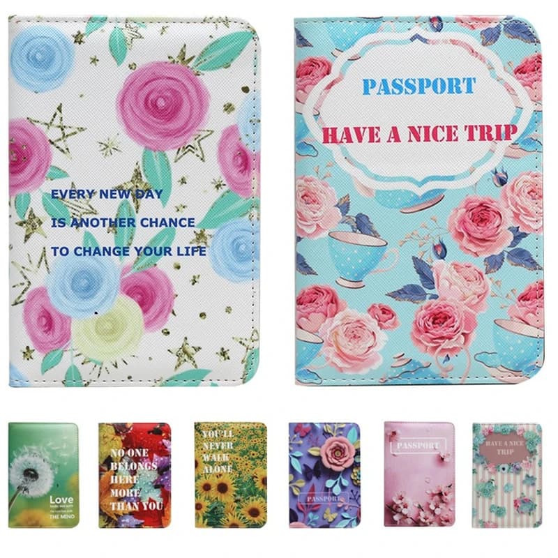 15*10cm New Floral Passport Holders Women Travel Passport Cover PU Leather Flower Pattern Travel Girls ID Holder