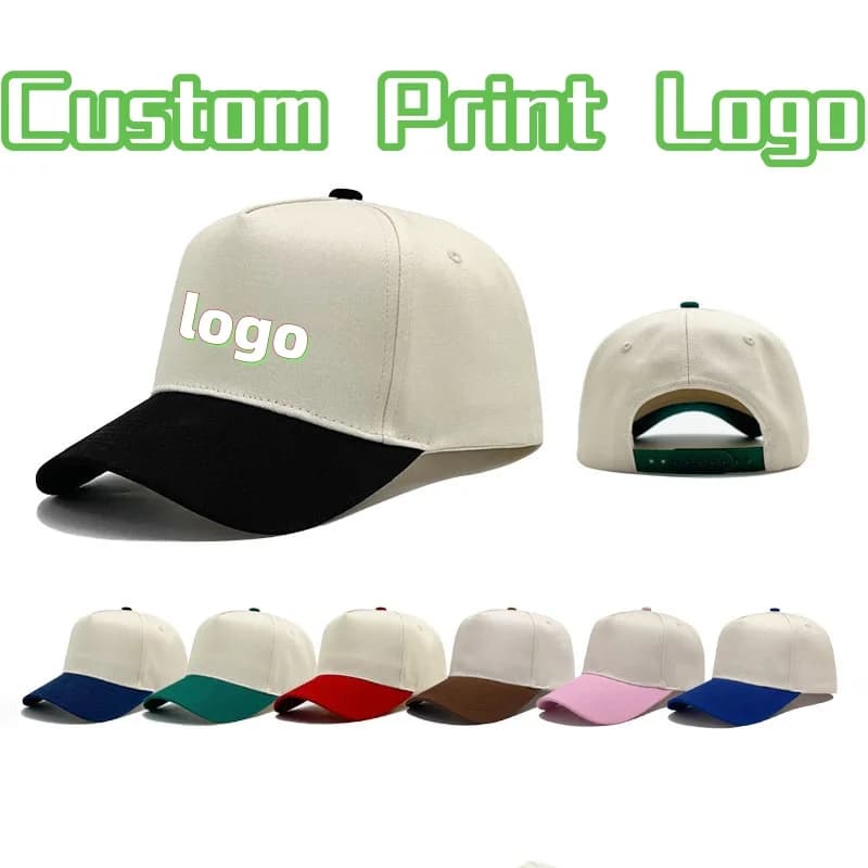 Customized Printed Logo Pure Cotton 5-Piece Color Blocked Hardtop Baseball Caps Men Women Outdoor Truck Driver Duck Tongue Hats