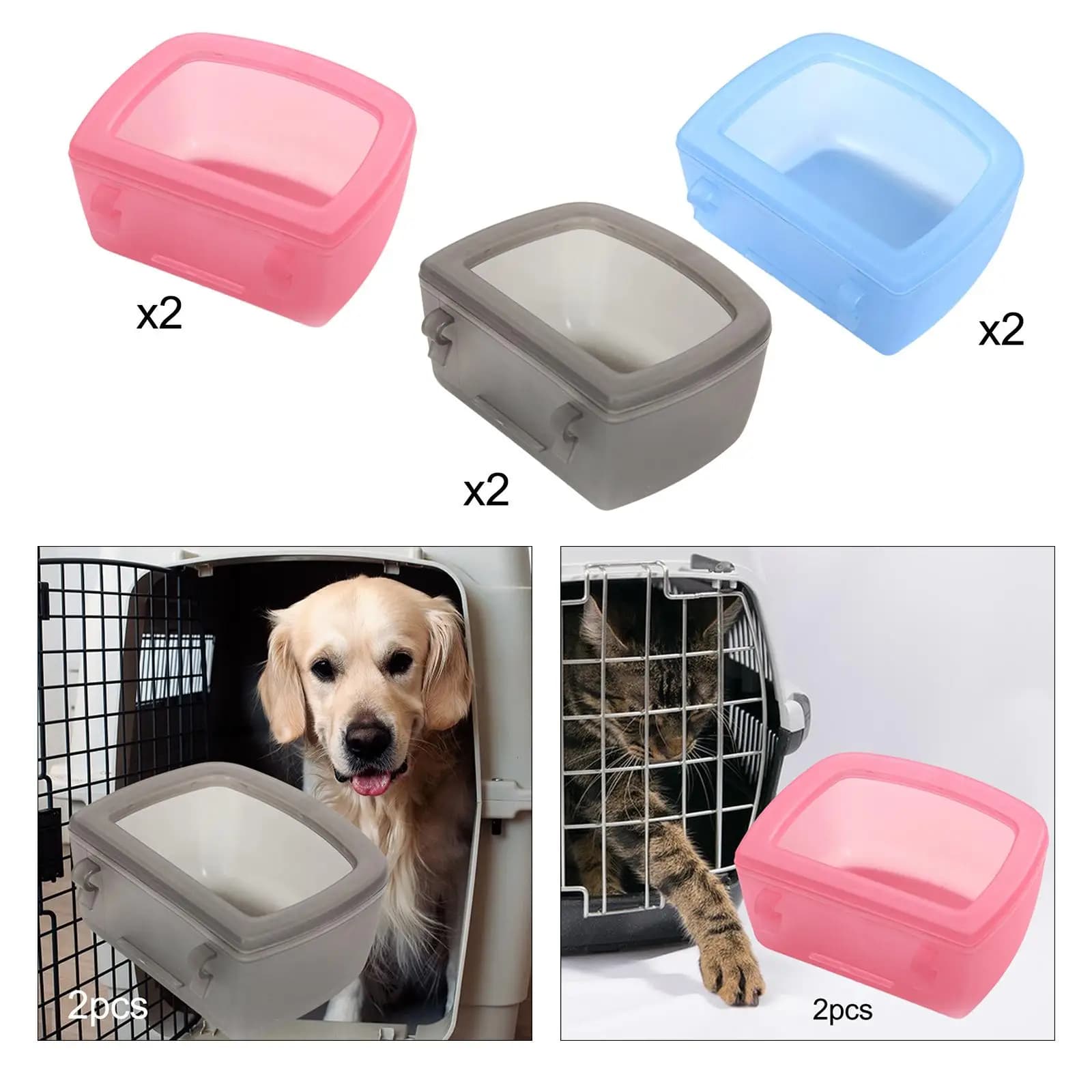 2x Ciotole per Gabbie per Cani, Ciotola per Acqua Anti-Goccia, Ciotola per Alimentazione Lenta per Animali Domestici, Uccelli, Porcellini d'India, Piccoli Animali, Gatti