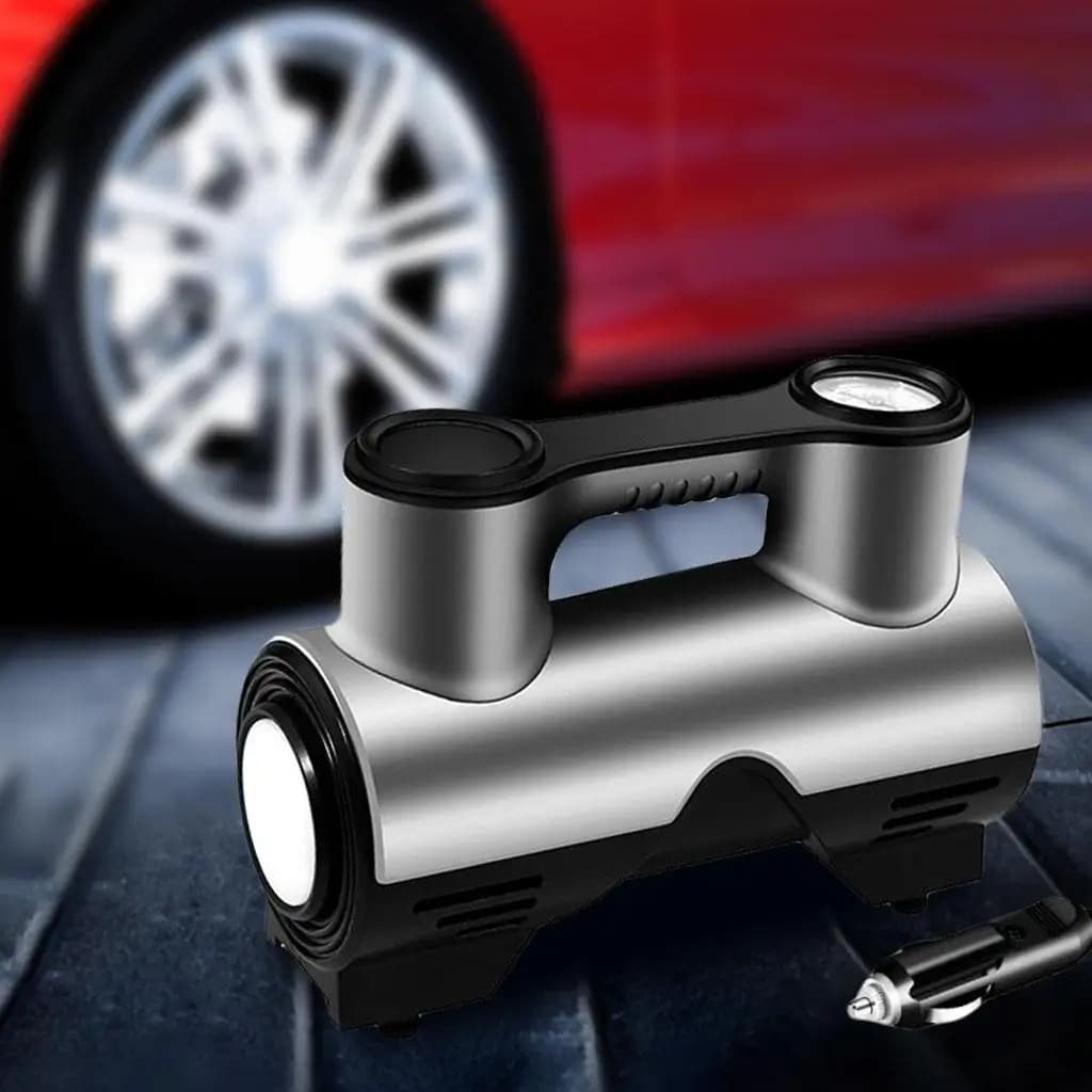 Compressore d'aria per pneumatici auto con luce LED, manometro 12V, compatibile con gonfiabili e biciclette