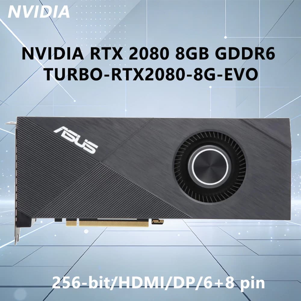 Scheda Grafica ASUS NVIDIA GeForce RTX 2080 DUAL-RTX2080-A8G 8GB GDDR6 256-bit per HDMI DP USB Type-C 6+8 pin, GPU per Giochi o Ufficio