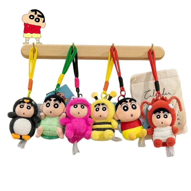 Portachiavi in Peluche Animato Crayon Shin-chan, Simpatico Ciondolo Decorativo per Zaino Scolastico, Regalo di Natale