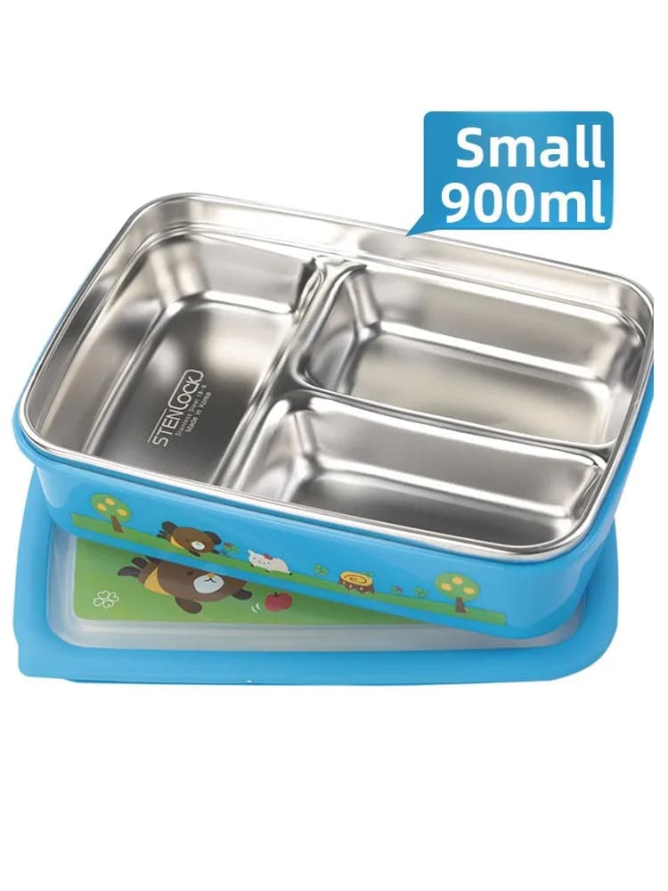 Piccola Scatola Porta Pranzo in Acciaio Inox 304 con Coperchio per Bambini della Scuola Primaria Vassoio Portatile per Pasti Bento Box per Bambini