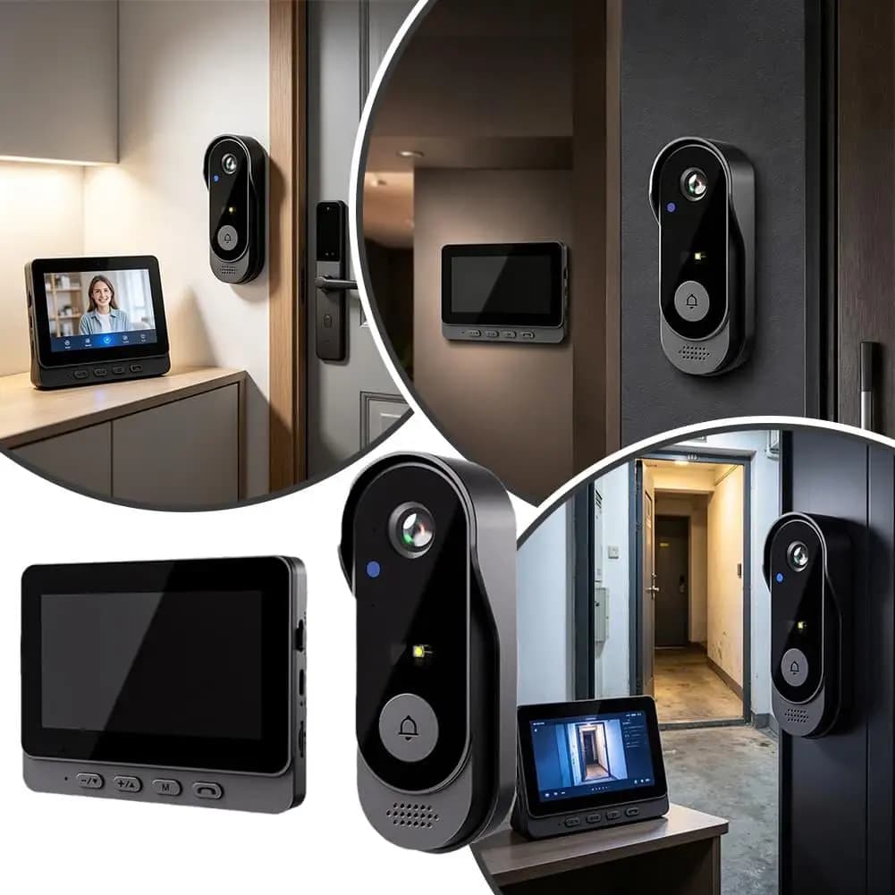 Home Indoor Screen Surveillance Video Intercom Lock Night Vision Capture Waterproof High-definition Video Doorbell Password Lock