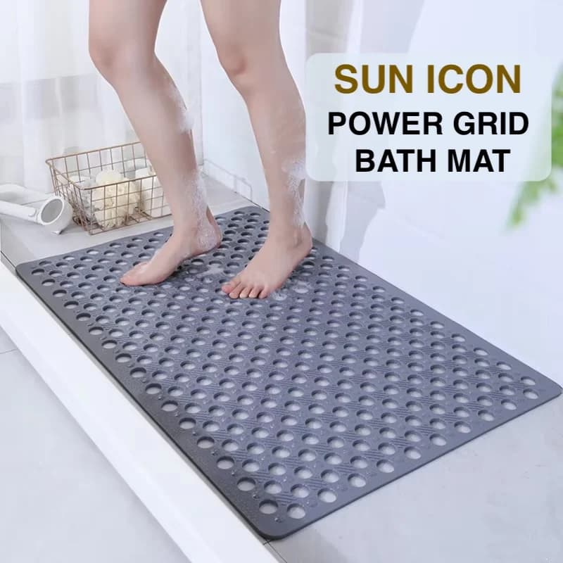 Tappetino Antiscivolo per Vasca da Bagno Power Grip 43x75cm in PVC con Fori di Drenaggio e Ventose ad Asciugatura Rapida