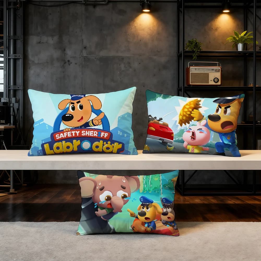 Labrador Pillow Sheet Cartoon Safety Sheriff Product Successful Sofa Living Room Soft Decorative Pillow Sheet on Two Sides